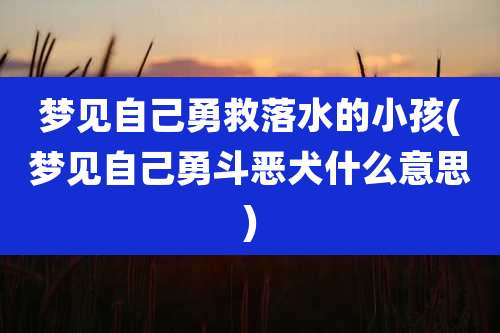 梦见自己勇救落水的小孩(梦见自己勇斗恶犬什么意思)
