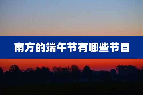 南方的端午节有哪些节目