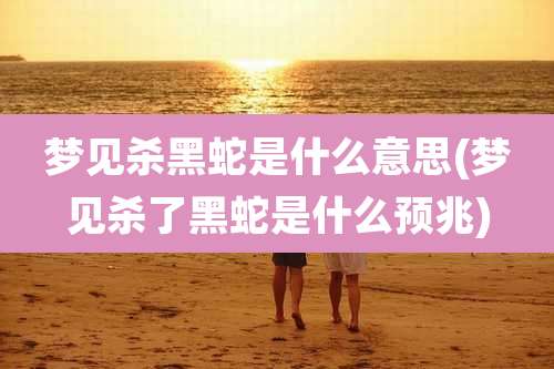 梦见杀黑蛇是什么意思(梦见杀了黑蛇是什么预兆)