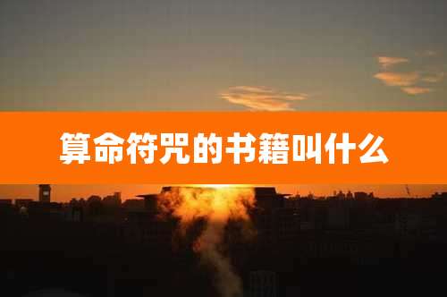 算命符咒的书籍叫什么