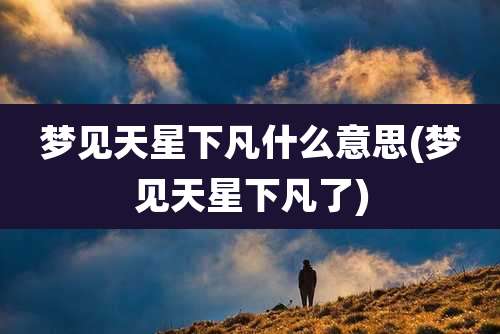 梦见天星下凡什么意思(梦见天星下凡了)