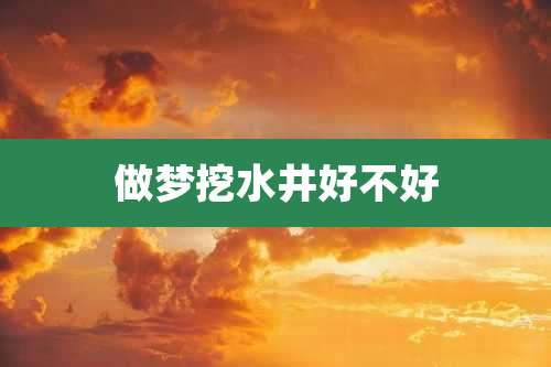 做梦挖水井好不好