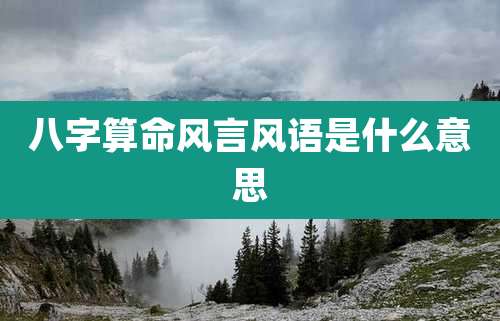 八字算命风言风语是什么意思