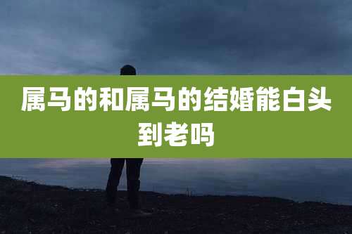 属马的和属马的结婚能白头到老吗