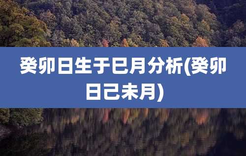 癸卯日生于巳月分析(癸卯日己未月)