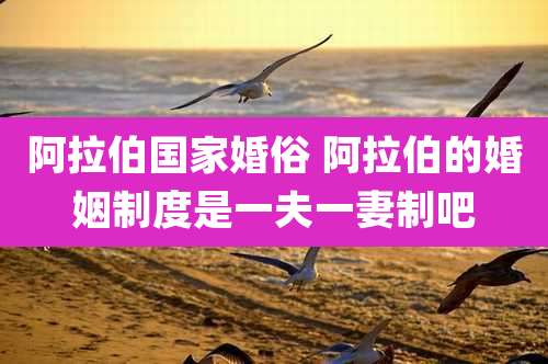 阿拉伯国家婚俗 阿拉伯的婚姻制度是一夫一妻制吧