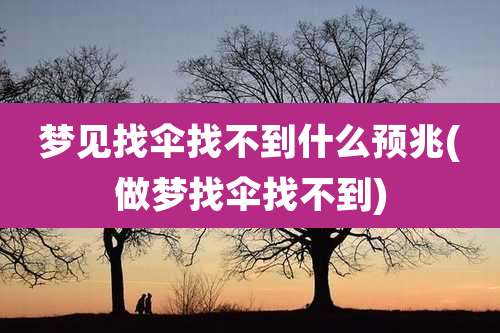 梦见找伞找不到什么预兆(做梦找伞找不到)