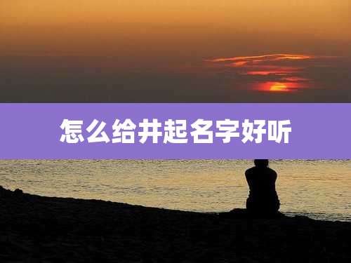 怎么给井起名字好听