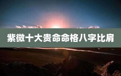 紫微十大贵命命格八字比肩