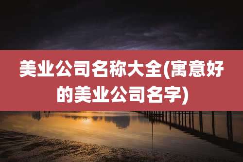 美业公司名称大全(寓意好的美业公司名字)