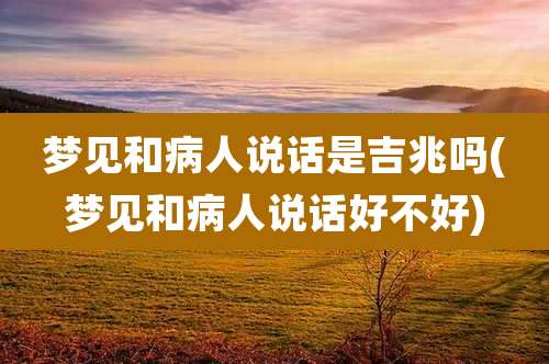 梦见和病人说话是吉兆吗(梦见和病人说话好不好)