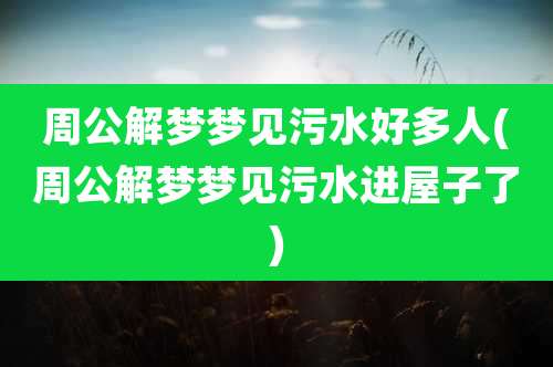 周公解梦梦见污水好多人(周公解梦梦见污水进屋子了)