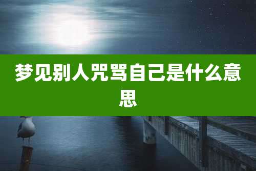 梦见别人咒骂自己是什么意思