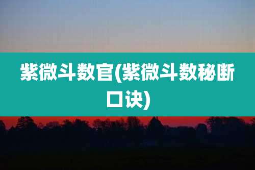 紫微斗数官(紫微斗数秘断口诀)