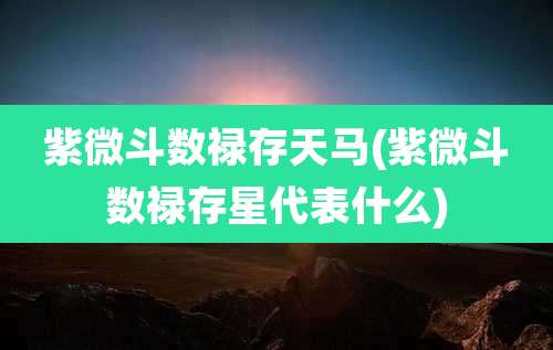 紫微斗数禄存天马(紫微斗数禄存星代表什么)