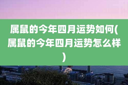 属鼠的今年四月运势如何(属鼠的今年四月运势怎么样)
