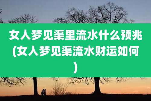 女人梦见渠里流水什么预兆(女人梦见渠流水财运如何)