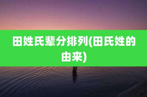 田姓氏辈分排列(田氏姓的由来)
