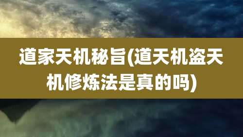 道家天机秘旨(道天机盗天机修炼法是真的吗)