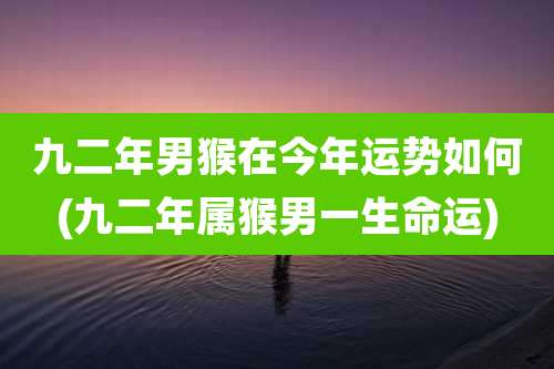 九二年男猴在今年运势如何(九二年属猴男一生命运)