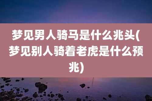 梦见男人骑马是什么兆头(梦见别人骑着老虎是什么预兆)