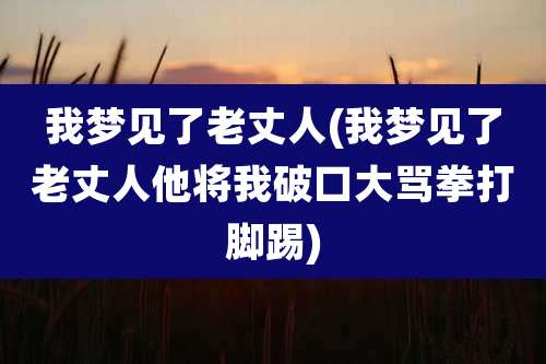 我梦见了老丈人(我梦见了老丈人他将我破口大骂拳打脚踢)