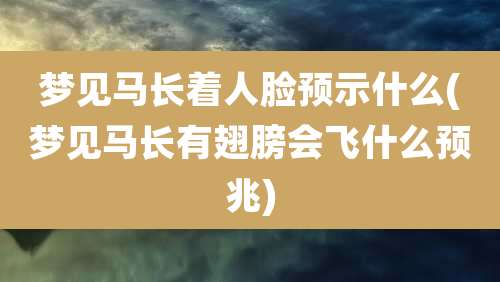 梦见马长着人脸预示什么(梦见马长有翅膀会飞什么预兆)