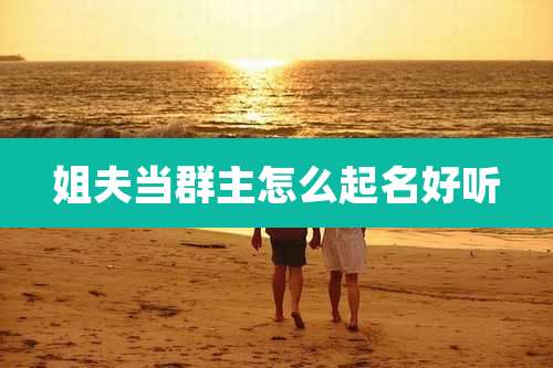 姐夫当群主怎么起名好听
