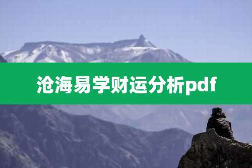 沧海易学财运分析pdf