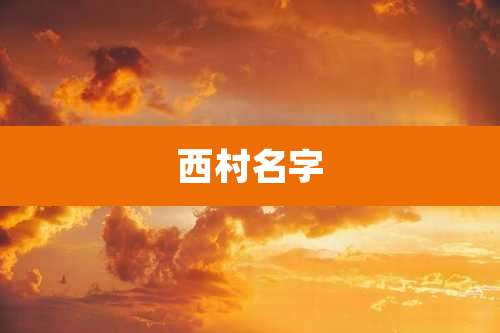 西村名字