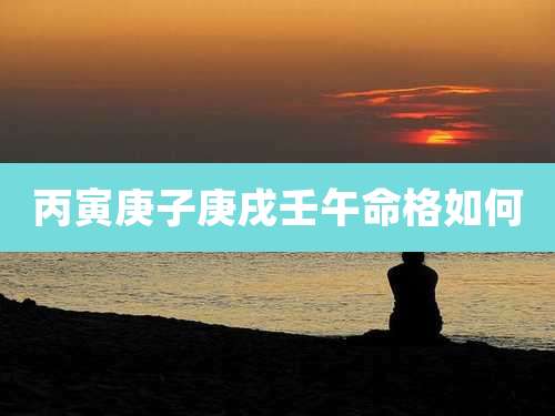 丙寅庚子庚戌壬午命格如何