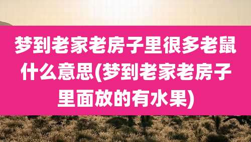 梦到老家老房子里很多老鼠什么意思(梦到老家老房子里面放的有水果)