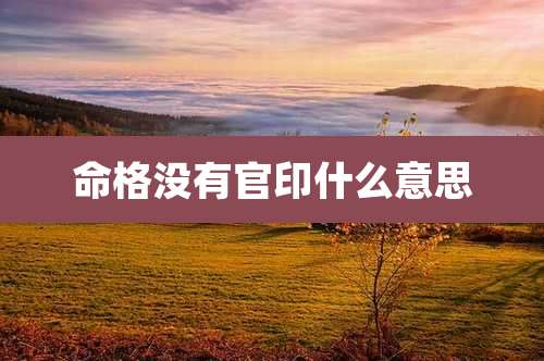 命格没有官印什么意思