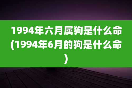 1994年六月属狗是什么命(1994年6月的狗是什么命)