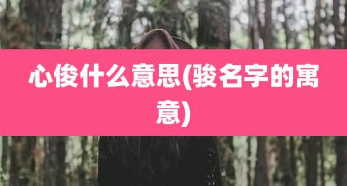 心俊什么意思(骏名字的寓意)