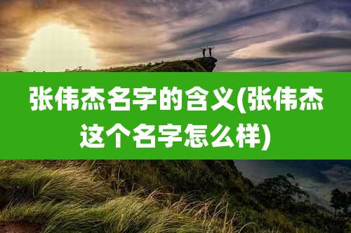 张伟杰名字的含义(张伟杰这个名字怎么样)