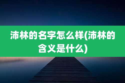 沛林的名字怎么样(沛林的含义是什么)