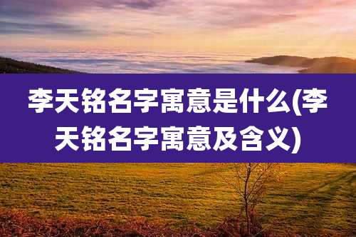 李天铭名字寓意是什么(李天铭名字寓意及含义)