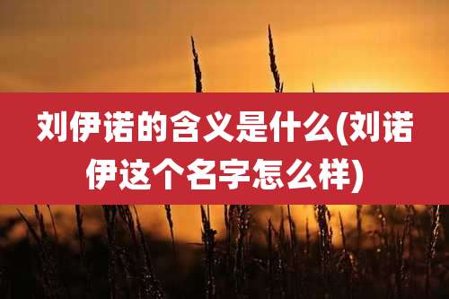 刘伊诺的含义是什么(刘诺伊这个名字怎么样)