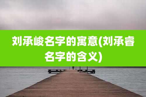 刘承峻名字的寓意(刘承睿名字的含义)