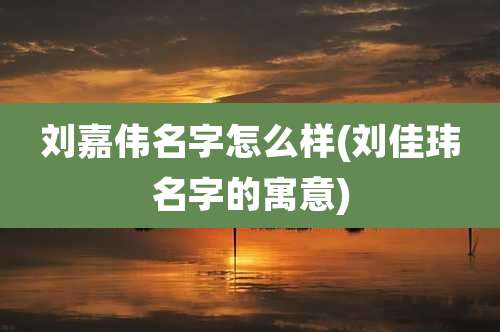 刘嘉伟名字怎么样(刘佳玮名字的寓意)