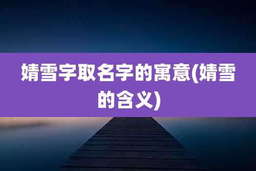 婧雪字取名字的寓意(婧雪的含义)
