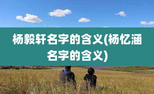 杨毅轩名字的含义(杨忆涵名字的含义)