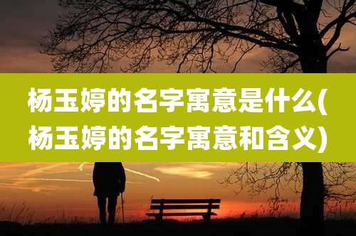杨玉婷的名字寓意是什么(杨玉婷的名字寓意和含义)