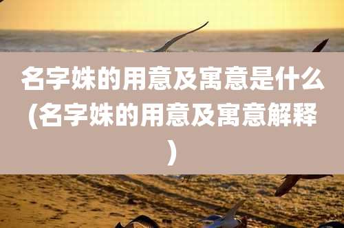 名字姝的用意及寓意是什么(名字姝的用意及寓意解释)