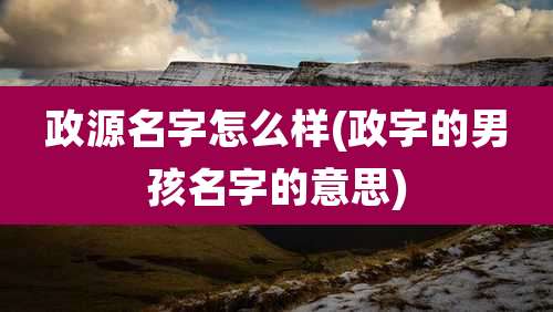 政源名字怎么样(政字的男孩名字的意思)