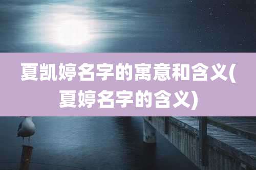 夏凯婷名字的寓意和含义(夏婷名字的含义)