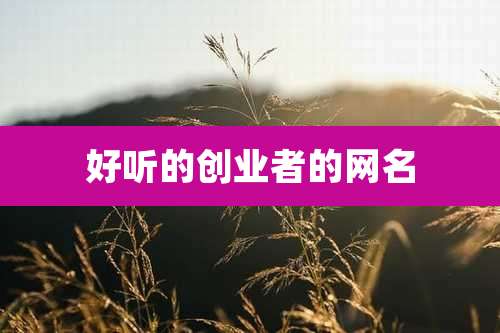 好听的创业者的网名