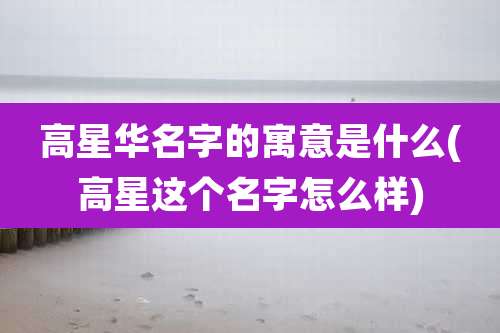 高星华名字的寓意是什么(高星这个名字怎么样)