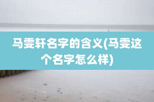 马雯轩名字的含义(马雯这个名字怎么样)